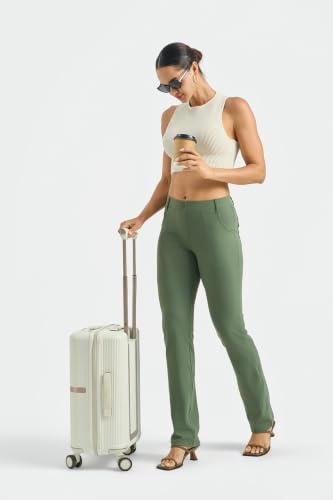 Image of Yogipace Women's Straight Leg Yoga Dress Pants for Work, 27 inch-37 inch Inseams
