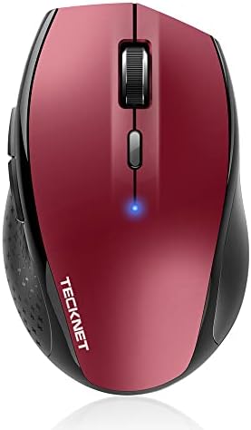 TECKNET Bluetooth Mouse, Wireless Silent 6 Buttons 2-Yr Battery, Red | BT 5.0/3.0, 6-Level DPI to 4800, Wide OS Compatible, Ergonomic for M/L Hands, Extended Battery