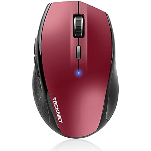 TECKNET Bluetooth Mouse, 4800 DPI Computer Mouse, 2-Year Battery Wireless Mouse 6 Adjustable DPI, 6 Buttons Compatible with Laptop/Windows/Computer(Red)