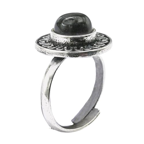 Image of Amethyst Ring for Women and Men - Original Certified Crystals, Stylish Brass Copper Rings for Girls and Boys - Natural Healing Crystal Rings for Positive Energy, Money Wealth Success (Silver)