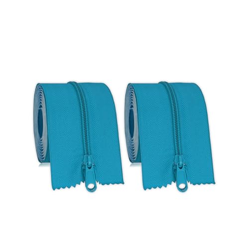 MAYOKEN Pack of 2 Self Adhesive Zippers, 213 cm x 7.6 cm, Turquoise, Stylish and Rustproof Zip for Modern Projects, Greenhouses and Construction Projects