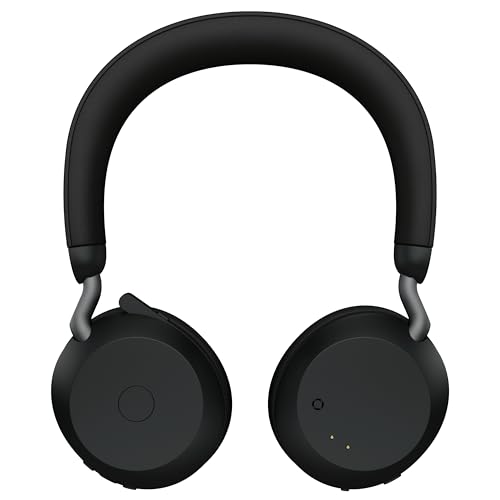 Image of Jabra Evolve2 75 Wireless PC Headset with Charging Dock and 8-Mic Technology - Dual Foam Stereo Headphones with Advanced Active Noise Cancellation, USB-A Bluetooth Adapter and UC Compatibility - Black