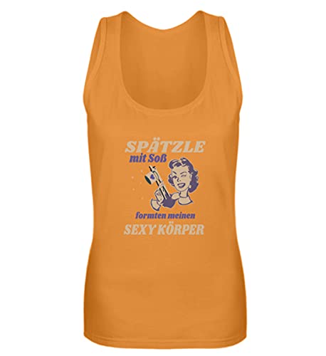 Spätzle avec sauce débardeur femme orange XL : vêtement imprimé proverbes souabes