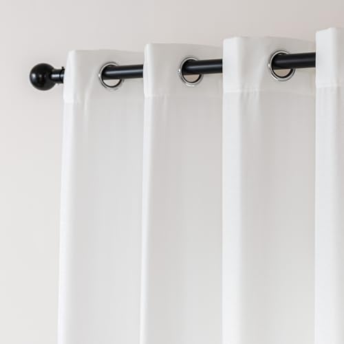Image of Amazon Basics Chenille Room Darkening Curtains, Light Filtering Window Drapes for Bedroom and Living Room, 2-Panel Set with Grommets, 52 inch W x 95 inch L, White Diamond