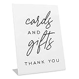 Cards And Gifts Event Sign / 6' x 8' Plastic Pedestal Wedding Sign / Classic Black And White Thank You Cards And Presents Table Top Sign / Made In The USA