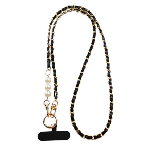 Image of Phone Lanyard, Phone Chain, Anti-Lost Phone Wrist Strap - Double Phone Chains Hand Charm With Aesthetic Pearl Beaded Design - Cute Decoration for Keychain, Wallet, and Camera