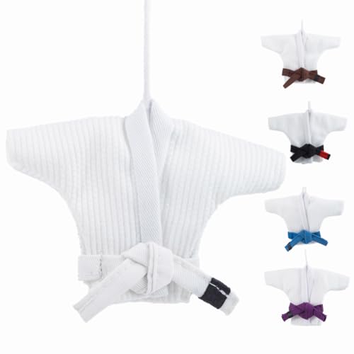 White Jiu Jitsu Gi Ornament with White BJJ Belt...