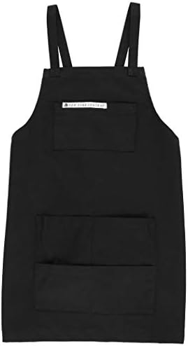 Miniatura 4 de Delantal profesional de lienzo para artista, correa ajustable con espalda cruzada, 4 bolsillos, pintura, carpintería, jardinería y cocina, negro,