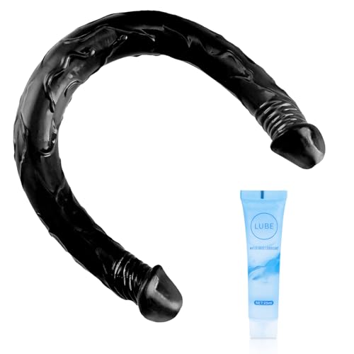 Enorme Consolador Negro Realista Doble Para Lesbianas Doble Cara Anal Estimulador Del Punto G Juguete Sexual Para Mujeres Hombres Parejas Consolador Longitud 32,5 CM Diámetro 3,5 CM