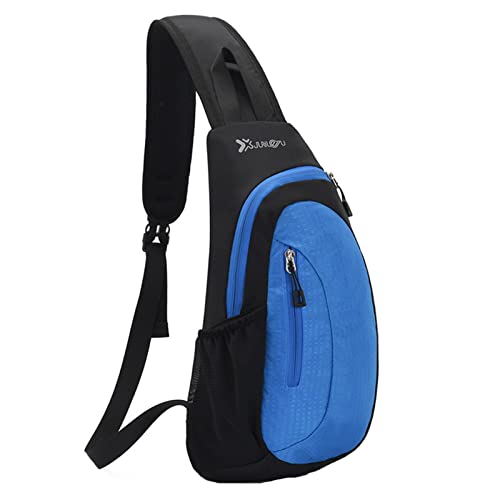 FDDU Bolso de Pecho para Hombres, Bandolera Hombre Mochila Impermeable Viajes, Bolso Bandolera de Pecho Ligero, Impermeable Mochila de Pecho para Viajar, Senderismo, Ciclismo, Hombres Mujeres(Azul) Cover