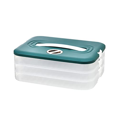 Caja de Almacenamiento de Alimentos Apilable de 3 Capas, Contenedor de Bandeja, Estante de Comida para Refrigerador con Tapa, Accesorios para Refrigerador (Verde oscuro 3 capas)