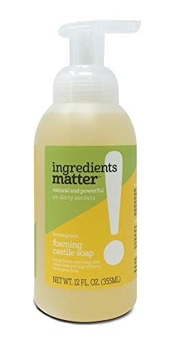 Ingredients Matter Foaming Castile Hand Soap, Lemongrass, 12 fl oz/Natural Soap, Detergent-Free, Eco-Friendly