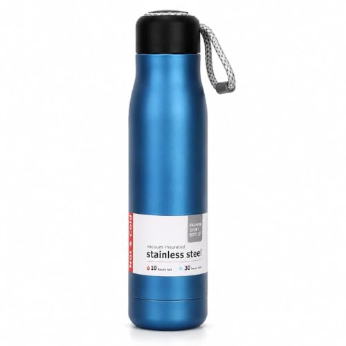 Image of HVK Enterprises Rassi Stainless Steel Water Bottle 500ml Double Wall Vacuum Insulated Flask BPA Free Leakproof Hot and Cold Water Bottle for School Office Gym Travel Random Color Pack of 1