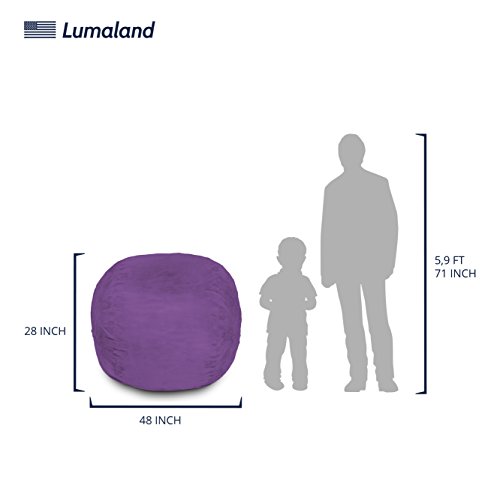 Lumaland Luxurious 4ft Large Bean Bag Chair with Microsuede Cover - Ultra Soft, Foam Filling, Washable Bean Bag Sofa for Kids, Teenagers, Adults, Pets - Sack Chair for Dorm, Kid's Room - Purple - Image 4