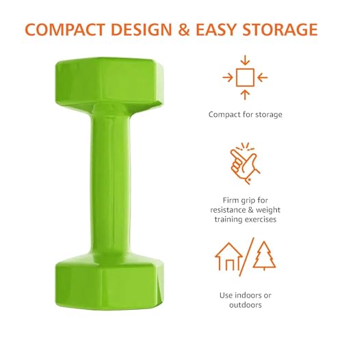 Image of amazon basics Vinyl Fixed Dumbbell Pair, 2 x 5Kg, Green