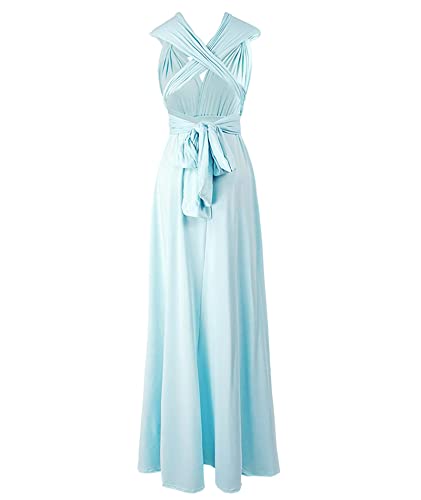 Image of Sexyshine Women's Backless Gown Dress Convertible Multi-Way Wrap Halter Cocktail Dress Bandage Bridesmaid Long Dresses