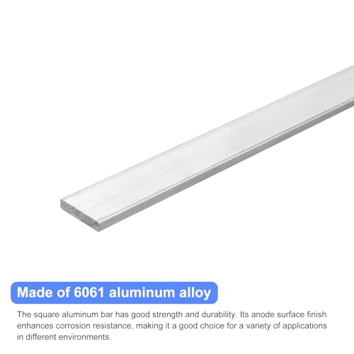 Image of uxcell Square Aluminum Flat Bar, 1 /4 inch Thick 1.2 inch Width 10 inch Length Square Aluminum Bar 6061 Aluminum Flat Plate, 6 x 30 x 254mm T6511 Solid New Mill Stock for Industrial Building