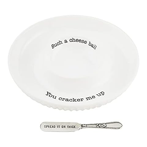 Mud Pie, White, 1 x 9 dia | spreader 5 1/2" Circa Cheese Ball Dish Set Cover