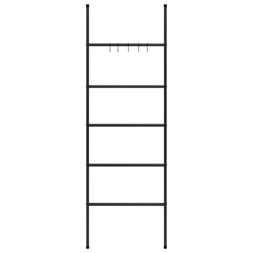 Genérico Toallero Escalera con 5 Niveles Negro 58x175 cm Hierro,Accesorios para el baño,Toalleros-343114
