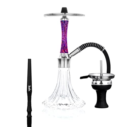 Aladin Shisha Epox 360 Pro Purple Dream, Wasserpfeife mit Edelstahl-Rauchsäule, Diffusor, Schlauch-Set, Kamin-Kopf