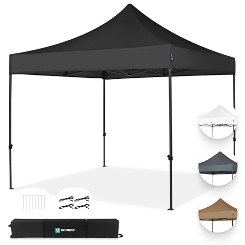 VONROC Pavillon 3x3m wasserdicht stabil - Partyzelt EasyUp System [3Min Aufbau] Popup Faltpavillon modular erweiterbar als Festival Zelt, Gartenpavillon