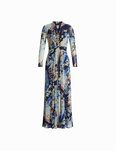 Anne Klein Womens Plus Printed Mesh Evening Dress