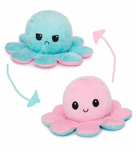 Image of Niku Reversible Octopus Soft Stuffed Toys for Girls Boys Baby Kids | Teddy Bear plushies, Animal Toy | Best Gift Item for Kids (Pink and Blue Colour)