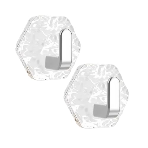 4 Pcs No Drill Water Ripple Design Hexagonal Wall Hooks for Front Door (Silver) - image 1