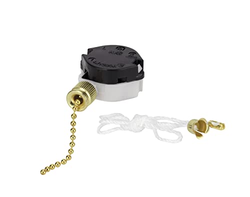 Image of Aspen Creative 21306 3 Speed Ceiling Fan Light Switch with Pull Chain, Polished Brass 3