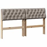 vidaXL Gepolstertes Kopfteil Taupe 140 cm Massives Kiefernholz, Moderne rechteckige Kopfstütze, gepolstert, Robustes Schlafzimmermöbel, stylisches Zuhause-Bett