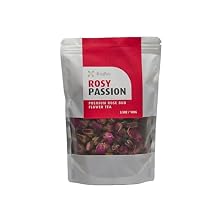 4Leaftea Rosy Passion Rose Bud Tea - Premium Cold Brew Flower Tea - Refreshing Summer Drink - 100% Natural Caffeine-Free - 3.5oz Makes 50+ Cups Hot or Iced