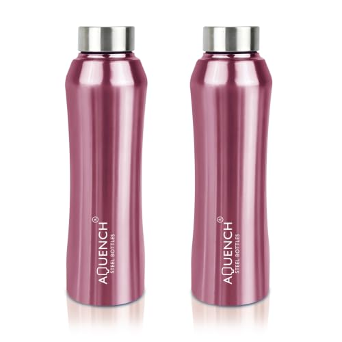 Image of Stainless Steel Water Bottle 1 Litre Bottles for Kids Girls Boys School Adults Office Gym(Pink Colour, Steel Cap, Set of 2, 1000 Ml)