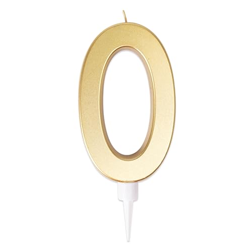 P'TIT CLOWN - Bougie Géante Anniversaire - Bougie Chiffre - Parfaite pour Décoration Gâteau - Fête Enfant, Adulte, Birthday Party - Hauteur : 13 cm - Or (0)