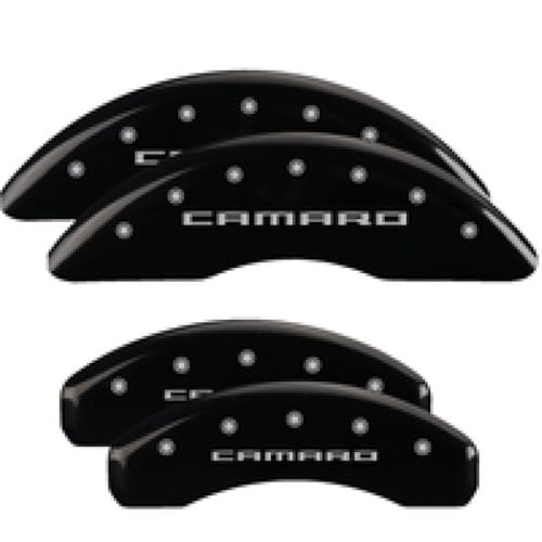 Image of MGP Brake Caliper Covers for 2010-2015 Chevrolet Camaro | Requires 18 inch+ Wheels, V6, Black Powder-Coated Aluminum, 4 PCS Front and Rear, Camaro (Gen 5 /6) Engraving