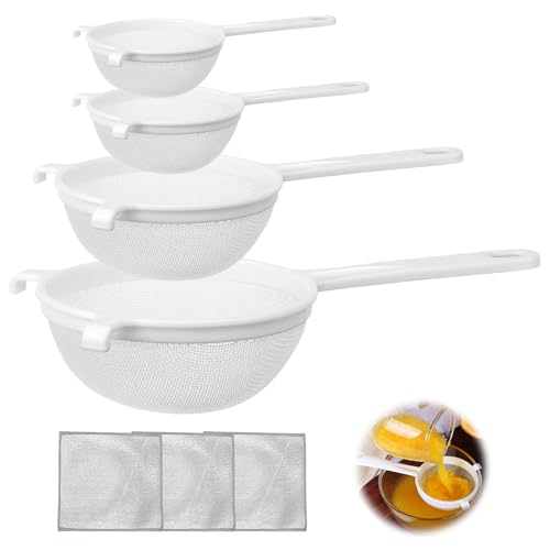 Set di Setacci, 4 Pezzi Colino Cucina in Plastica con Rete in Nylon per il Tè ø 8 cm Colini per la Casa ø 10 cm ø 14 cm ø 18 cm
