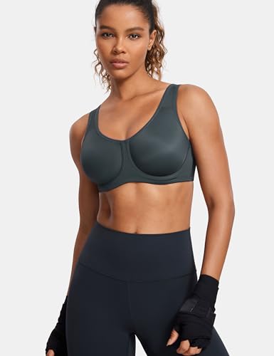 Image of SYROKAN Women's Max Control Underwire Sports Bra High Impact Plus Size with Adjustable Straps Unlined Bra