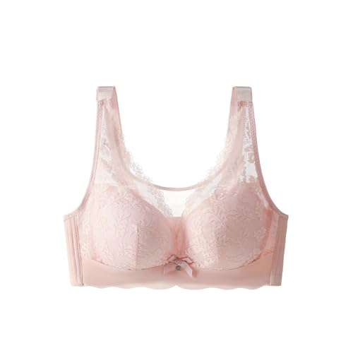 BILIKEYU Sujetador para Mujer Encaje Sexy Suave Cómodo Bralette Sujetador Ajustable Transpirable Tamaño Grande Sin Aros Clásico Sujetador sin Aros para Diario, Rosa., 95C