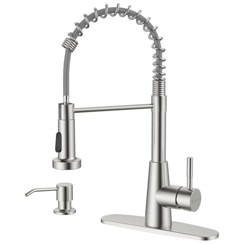 APPASO Kitchen Faucet with Soap Dispenser Brushed...