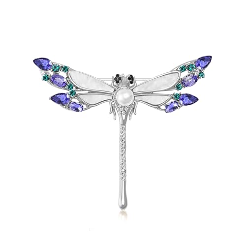 Image of Dragonfly Brooch and Pins for Women Enamel /Rhinestone Crystal Dragonfly Animals Brooches Jewelry for Mom Wife Elegant Dress Accessories Birthday Gifts