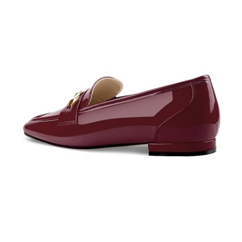 Image of Oh Mispares Womens Loafers Square Toe Low Heel Penny Loafers Fashion Comfortable Slip on Flats Casual Dressy Shoes for Women Work Office Patent Leather