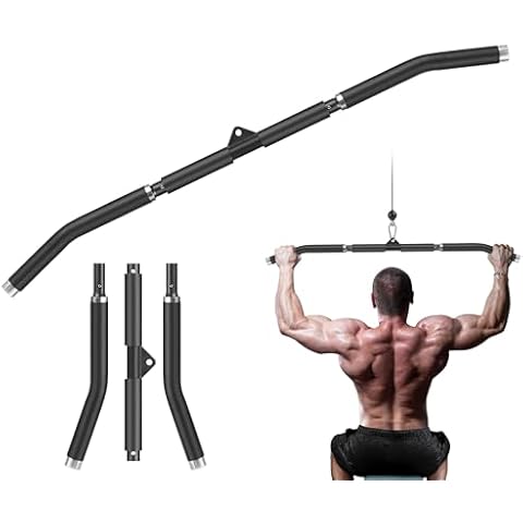 SERTT Upgraded LAT Pulldown Attachments, Removable 14.76/39.37 Inch Short/Wide Grip LAT Pull Down Bar with Non-Slip Handle, Home Gym Tricep Bar Training Cover