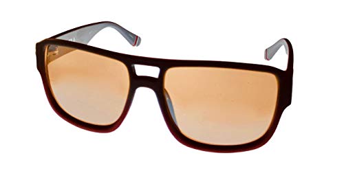 Fila Mens Matte Brown Gradient Rectangle Plastic Wrap Sunglass, Flash Lens SF9344 2ASX