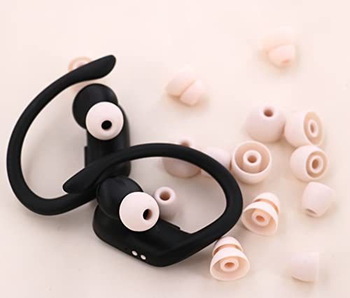 Image of 8 Pairs Powerbeats Pro Ear Tips Buds, 4 Size Replacement Soft Flexible Fit in Case Noise Reduce Silicone Rubber Gel Earbuds Eartips Wing Skin Accessories Compatible with Beats Flex /BeatsX - Ivory