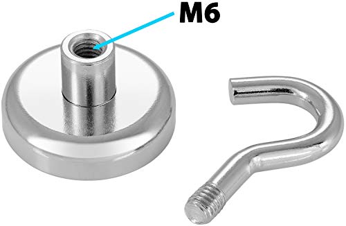 POPPSTAR 5 Pieces Magnet Hook (Clamping Force 36 kg, Diameter 32 mm) Super Strong Hook Magnets, Silver, 5 pieces (clamping force 36 kg) - Image 4