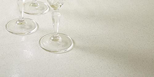 Jolee Glitzer-Kunststoff-Tischdecke, glitzernd, weißes Vinyl, PVC-Tischdecke für den Außenbereich, für Partys, abwischbarer Tischschutz,Party-Tischdecke für jede Größe oder jeden Form Cover