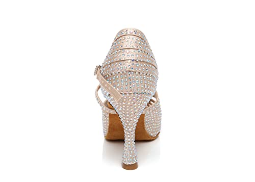 Chaussures de danse modernes beige Al466 à bout ouvert et talon 9 cm