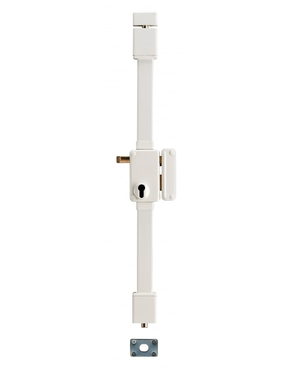 THIRARD - Boitier de Serrure en Applique Beluga à Tirage - Pour Porte d'Entrée - Droite - 3 Points - Axe 45 mm - Blanc - Acier - Mécanisme 8 Goupilles - Poignée Double