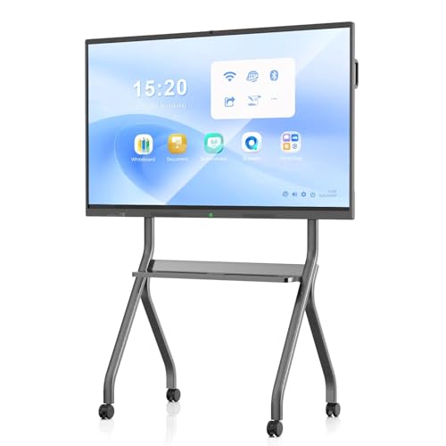 YIXZSWD 75 Inch Interactive Whiteboard, 4K Smart Board, Touchscreen Built in Ultra High Definition Camera Open App Ecosystem, Presentation Electronic Smart Board for Classroom Home Office (With Stand)