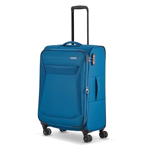 Travelite 4-Rad Koffer Größe M Weichschale, Gepäck Serie Chios mit Dehnfalte + Kantenschutz, Trolley in Zeitloser Optik, 67 cm, 60-66 Liter