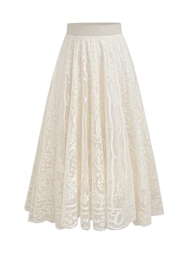 Verdusa Women's Plus Size Lace Long Skirts Elastic...